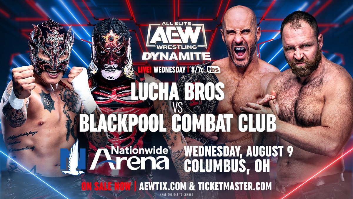 The Lucha Bros @reyfenixmx & @PENTAELZEROM will take on the winners of the #AEWRampage Parking Lot Fight, #BCC’s @JonMoxley & @claudiocsro THIS WEDNESDAY on #AEWDynamite! Don’t miss Wednesday Night #AEWDynamite LIVE from Columbus, Ohio at 8pm ET/7pm CT on @tbsnetwork!