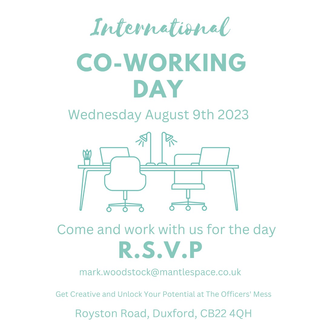 mantlespace's tweet photo. International co-working day 😊
Join us on the 9th of August and unlock your potential for International Co-working Day!
Contact Mark and reserve your space!
#coworkingday #internationalcoworkingday #coworking #hybridworking #august #spacethatworks #space https://t.co/lcvK8bWhcO