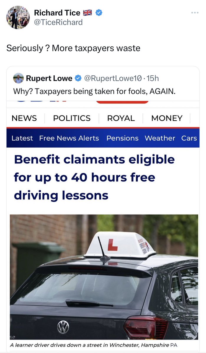 The usual suspects getting their knickers in a twist again

Sharing a screen shot of a headline (not the link) designed to get all their followers frothy and outraged

But as ever, the headline is totally misleading

As are their faux outrage tweets about tax payers

1/