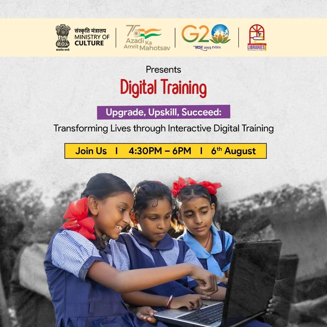 fol_2023's tweet photo. 📚 Embrace the digital revolution at the Festival of Libraries! Unleash your potentialwith cutting-edge interactive training, as we decode the secrets of digital literacy together.

#FestivalOfLibraries2023 #literacy
#DigitalIndia #digitaltraining #librariesofIndia #libararies https://t.co/HNjwPSM2jO