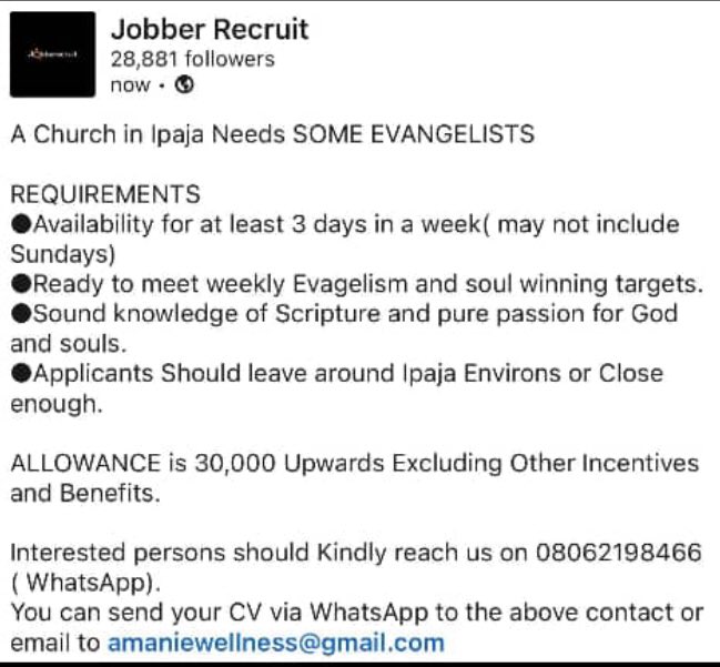 Nourishmentcom1's tweet photo. Priestly work is now an open show for everyone to start seeking for applicants 

#ministries #pastors #aycomedy #gear5 #gospel #Christianity https://t.co/QPe9dg3gNf