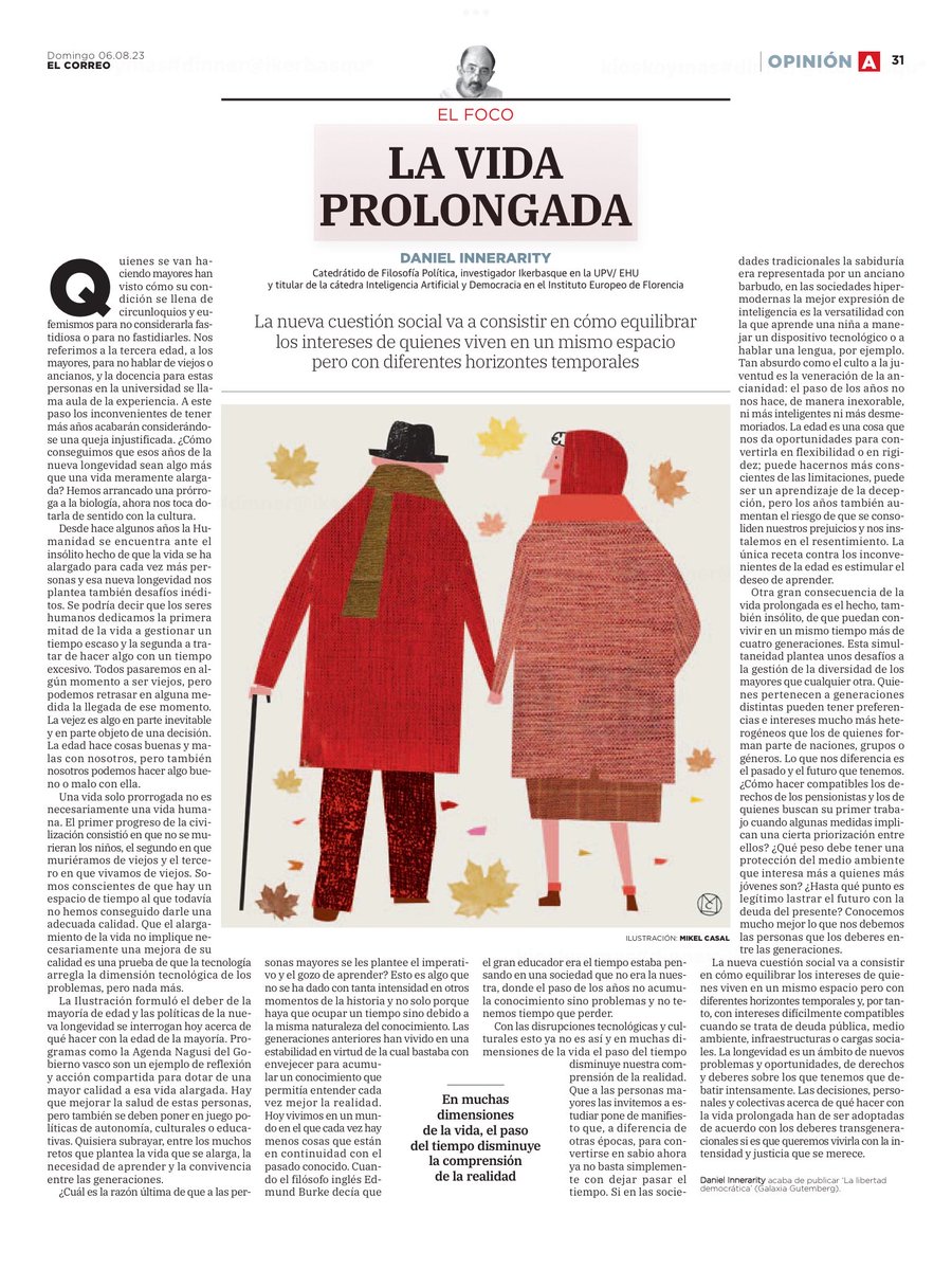 Hoy escribo este artículo sobre qué hacer con el alargamiento de la vida en <a href="/elcorreo_com/">El Correo</a> y <a href="/diariovasco/">El Diario Vasco</a>