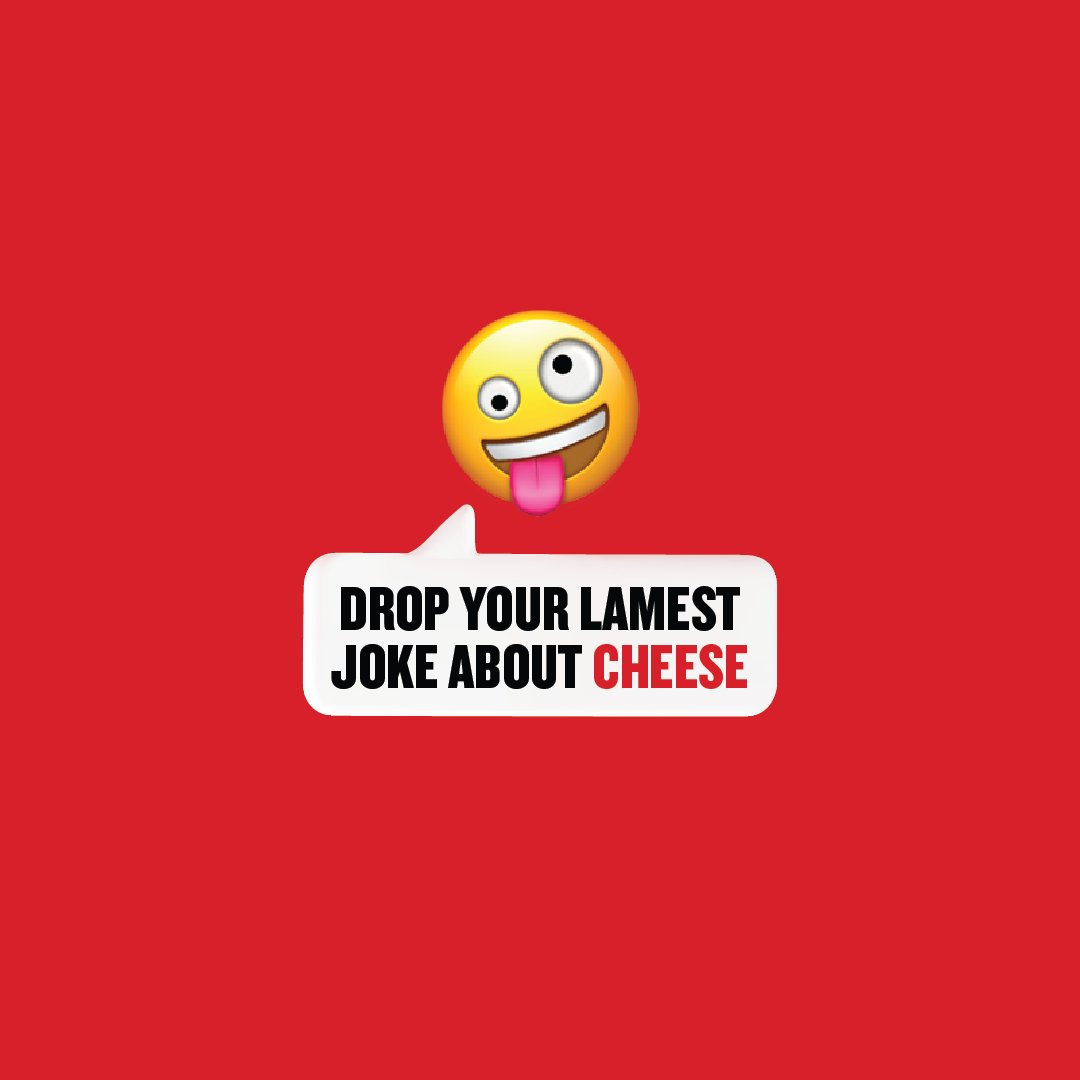 Calling all cheese enthusiasts! It's time to grate your wit and curdle with laughter. We challenge you to drop your cheesiest, crumb-iest jokes in the comments below! #GoAllIn

نداء لعشاق الجبنة! هذا وقتكتم تبدعون، قولولنا نكتة عن الجبنة في التعليقات وخلوا الضحك يملى صفحتنا.