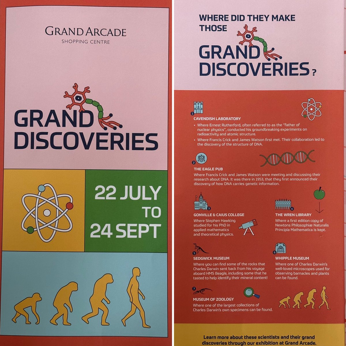 DrJoScience's tweet photo. I’m fortunate to live in #Cambridge and be immersed in history, #science, discoveries and #CuttingEdgeResearch 
Currently loving the #DNA 🧬 installation in the #GrandArcade and map trail of just some of the amazing science Cambridge is famous for 1/2
#ScienceIsEverywhere https://t.co/9CW0Qzbnaa