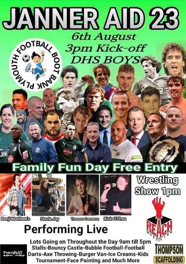 Awray08's tweet image. If anyone is free today pop down to dhs for Janneraid23 in aid of @PlymouthBoot loads going on and full of argyle legends @HAljofree , Karl Duguid , Leigh cooper , many more @TheCleanSheet21 @Argyle @greentaverners
