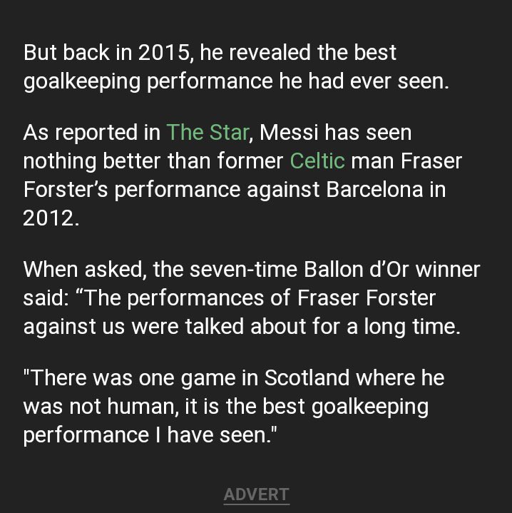 joemaccabe's tweet image. Surely, Fraser Forster has this quote framed in his house!?! It would be on my front door 

#messi #fraserforster #celtic #nufc #thfc