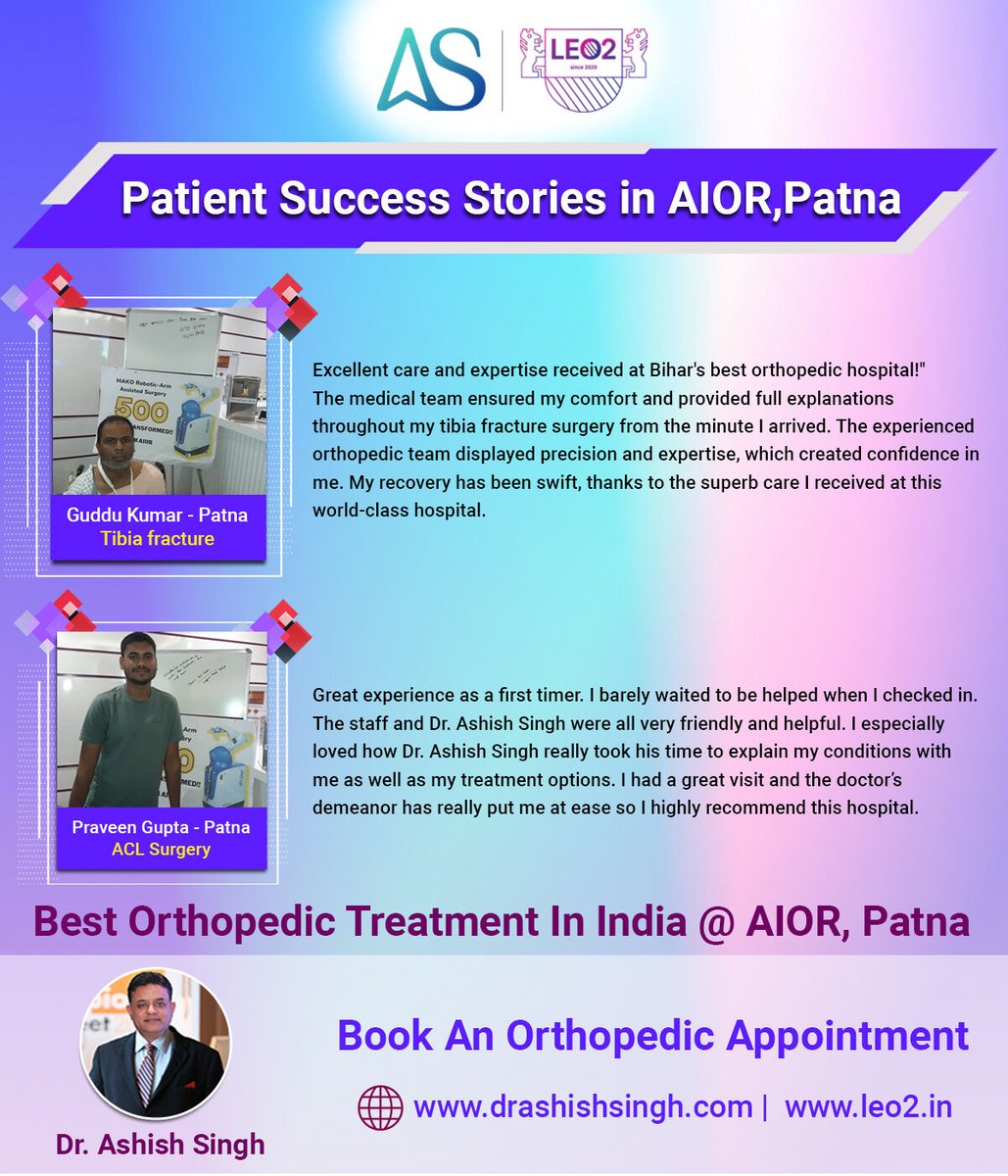 Patient Success Stories in AIOR, Patna

#patientcare #successstories #patientsstory #patientsuccessstory #kneereplacement #patientsuccessstories #aclsurgery #surgicalreconstruction #cruciateligamentacl #patna #bihar #orthopaedics #anupinstitute #orthopaedicdoctor  #drashishsingh