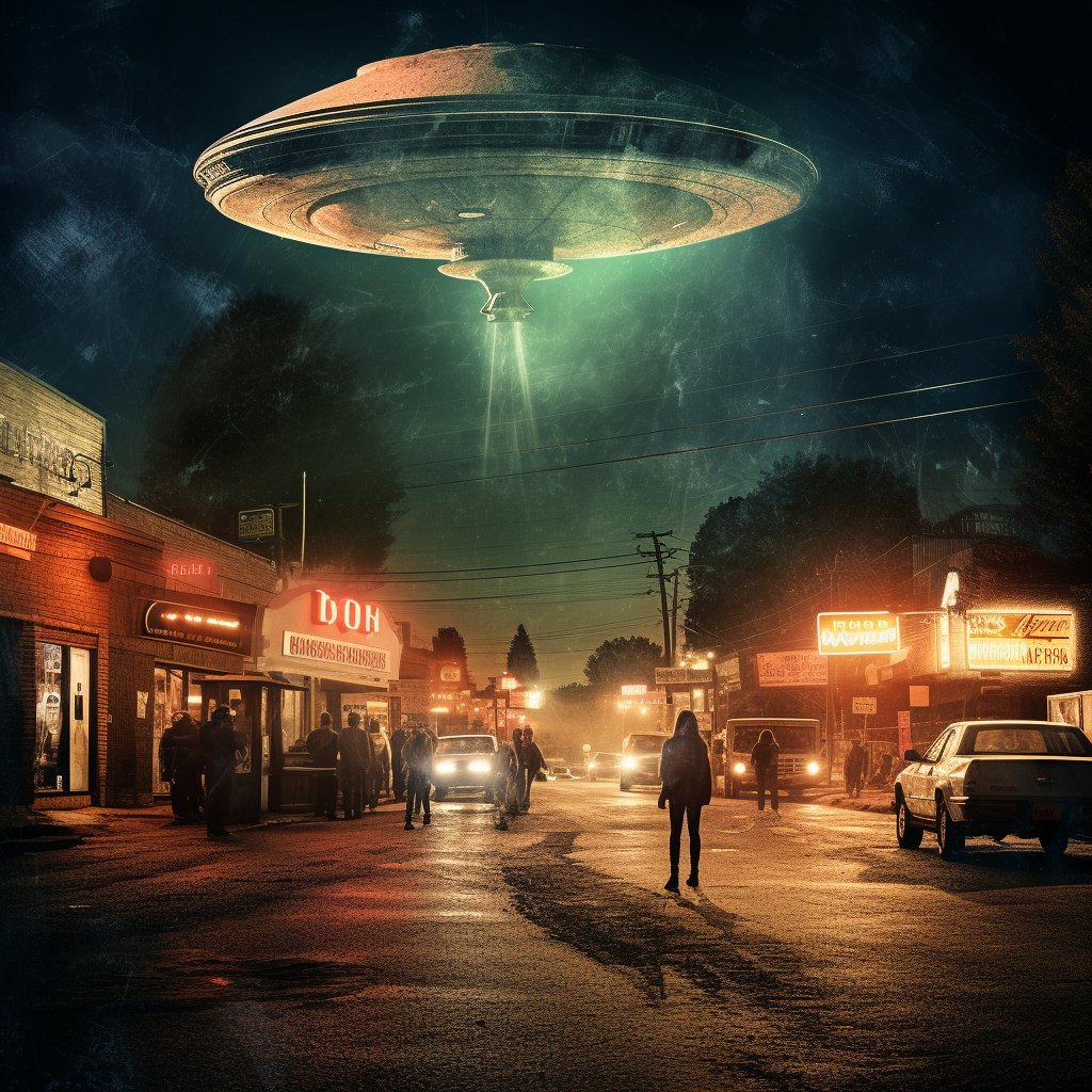 The weekend theme from #Prometheus_DS is ... Conspiracy Theories. Roswell. All are welcome to join in, just use the Prometheus tag. #Prometheus_DS #AIArtwork #midjourneyV52