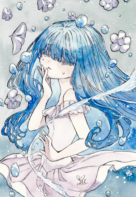 ティアドロップ  #イラスト #透明水彩