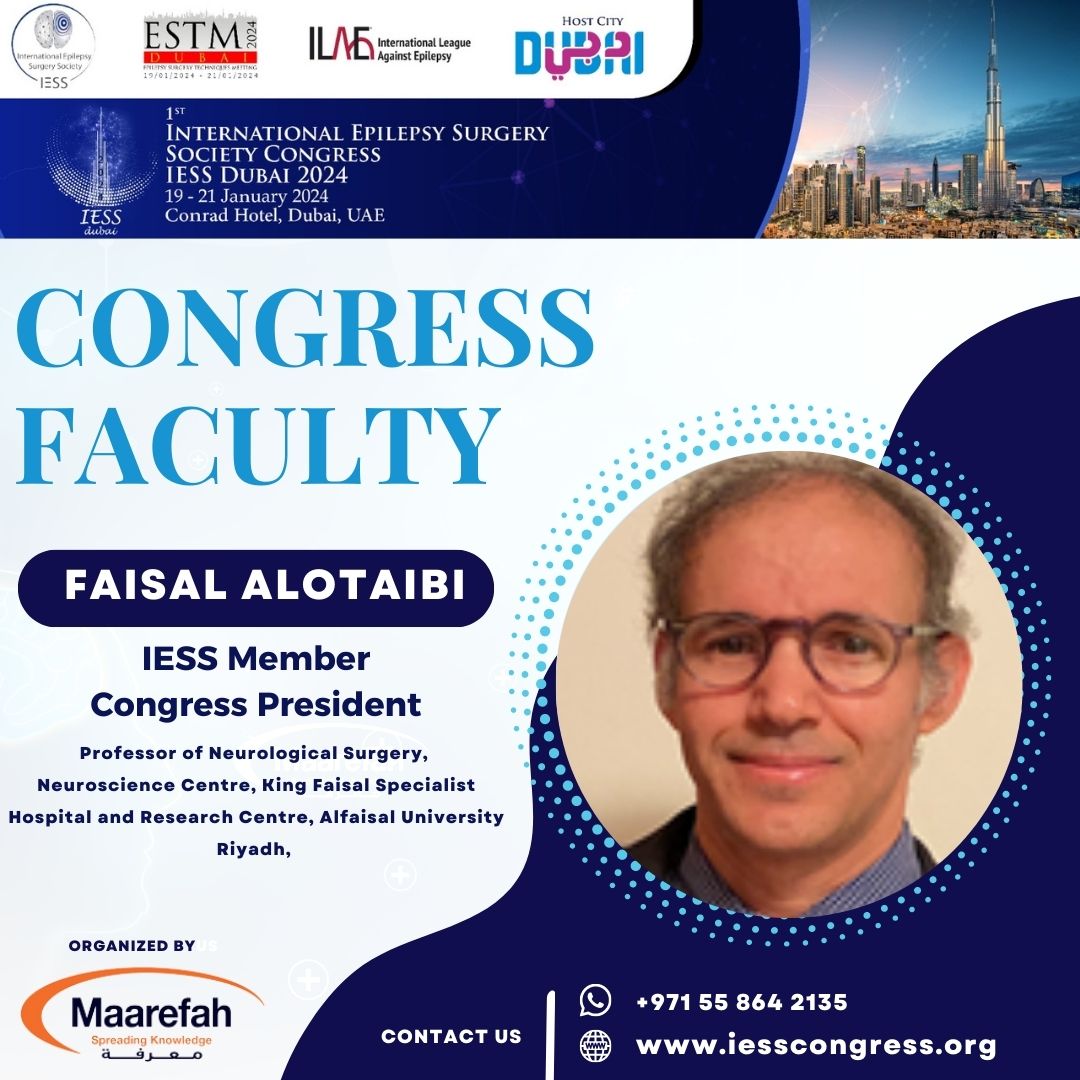 IESS2024dubai's tweet image. 🌟🎙️We&apos;re excited to introduce the Congress president for the upcoming International Epilepsy Surgery Society Congress, IESS Dubai 2024. Join us from January 19th to 21st at the Conrad Hotel, Dubai, 
To register visit: iesscongress.org
