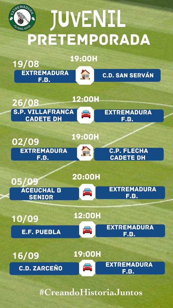 ExtremaduraFB's tweet photo. ⚽️ 𝗣𝗥𝗘𝗧𝗘𝗠𝗣𝗢𝗥𝗔𝗗𝗔 𝗝𝗨𝗩𝗘𝗡𝗜𝗟 🔥

🖌🗓 Todo planificado para que #Linces de @dariogg13 den el pistoletazo de salida en la #pretemporada.

#ExtremaduraFutbolBase #Temporada2023_2024 #CreandoHistoriaJuntos  #VamosConTodo #aupalinces https://t.co/YmCZuh8q15