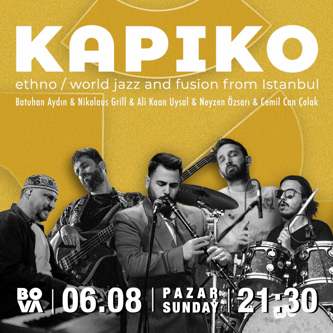 batuaydn's tweet photo. ⭐️BU AKŞAM | TONIGHT | ТАЗИ ВЕЧЕР⭐️

📍 Bova - Beyoğlu
📆 6 Ağustos, Pazar
⏰ 21:30
🎫 Kapı Bilet
📞 +90 212 243 44 61

#ethnojazz #fusion https://t.co/bX3pT0Vc8e