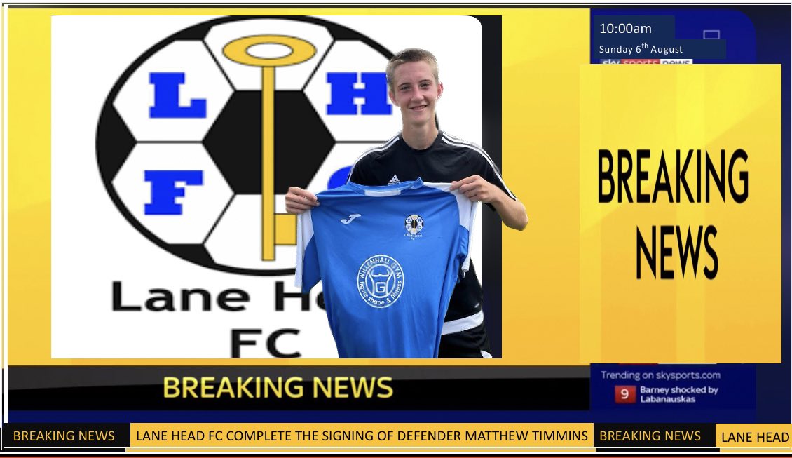 ❗️NEW SIGNING❗️

WE ARE PLEASED TO ANNOUNCE NEW SIGNING MATTHEW TIMMINS 📝

After talking to Martin he said “Matt is a young lad with a mature head he is nice and calm on the ball and very versatile, I’m happy to have Matt on board this year”

#upthelane 💙