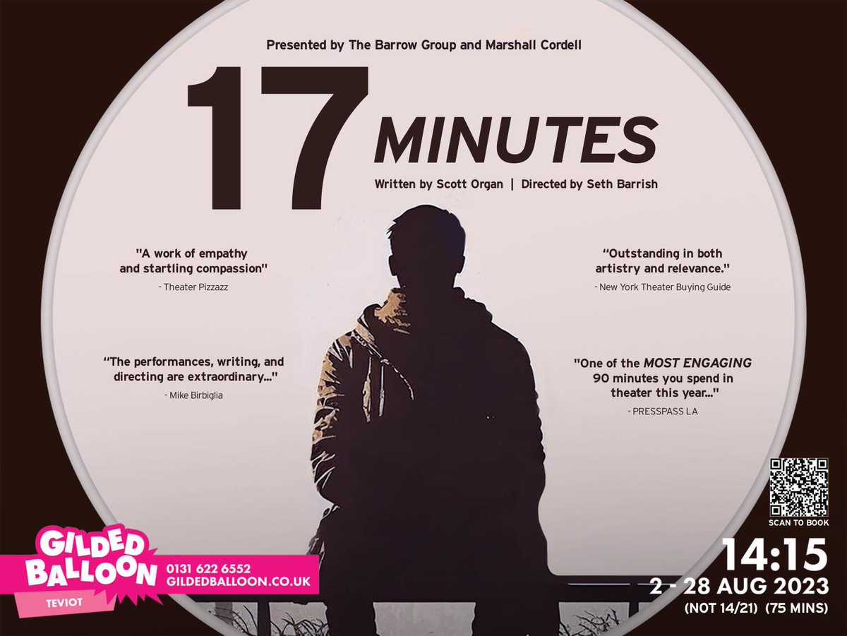 Gripping drama @17MinutesPlay by @ScottOrgan1 The claustrophobic tension builds and is completely absorbing as we watch a small community unravel in the aftermath of a tragedy. Brilliantly written and directed...with an incredible cast and a flawless performance. #edfringe23