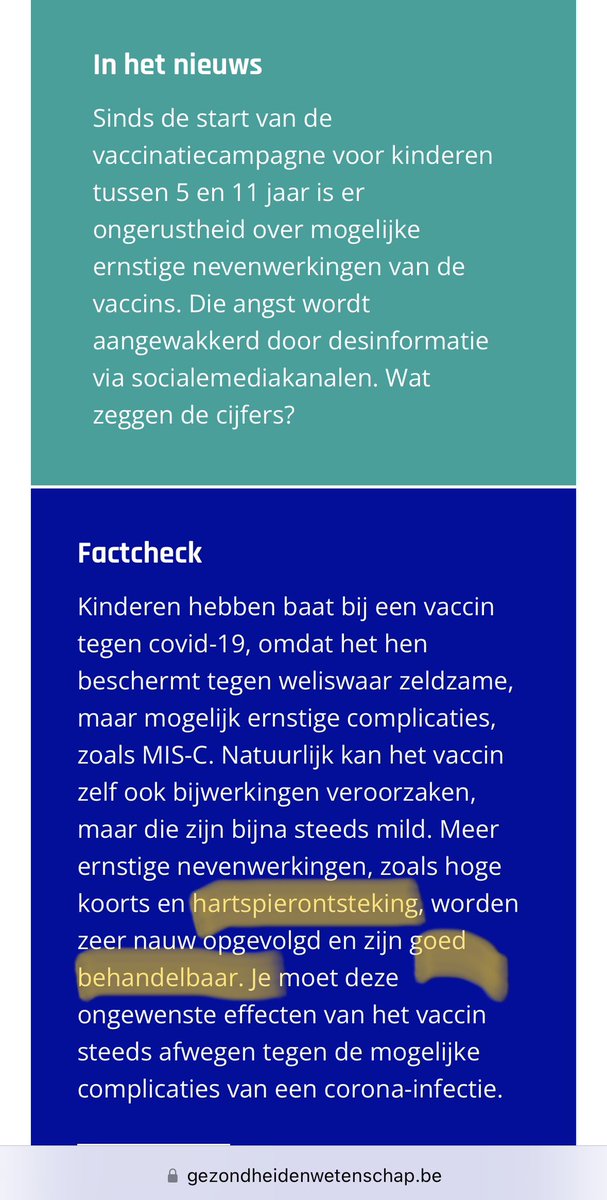 FrankPeeters4's tweet image. Volgens deze factcheck hebben kinderen tussen 5 en 11 jaar baat bij een 💉 tegen covid-19.

De bijwerking myocarditis zou goed behandelbaar zijn.

Welke behandeling gaat het littekenweefsel in de hartspier verwijderen?

gezondheidenwetenschap.be/gezondheid-in-…