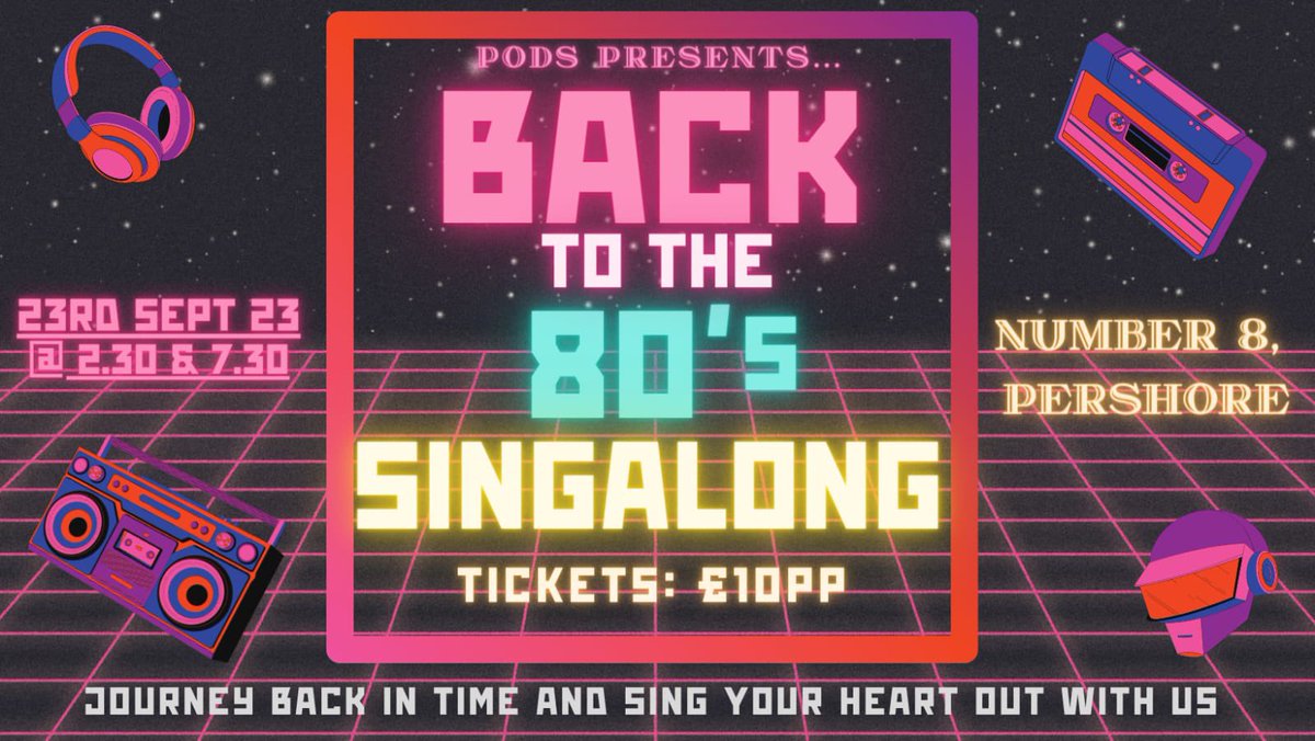 Are you ready to journey Back to the 80’s? Dig out your neon sweat bands and journey back in time, singing your heart out to the biggest 80s bangers. 
Lyrics will be displayed on the big screen and seat dancing is encouraged!

number8.ticketsolve.com/ticketbooth/sh… <a href="/Number8Pershore/">Number 8</a>
