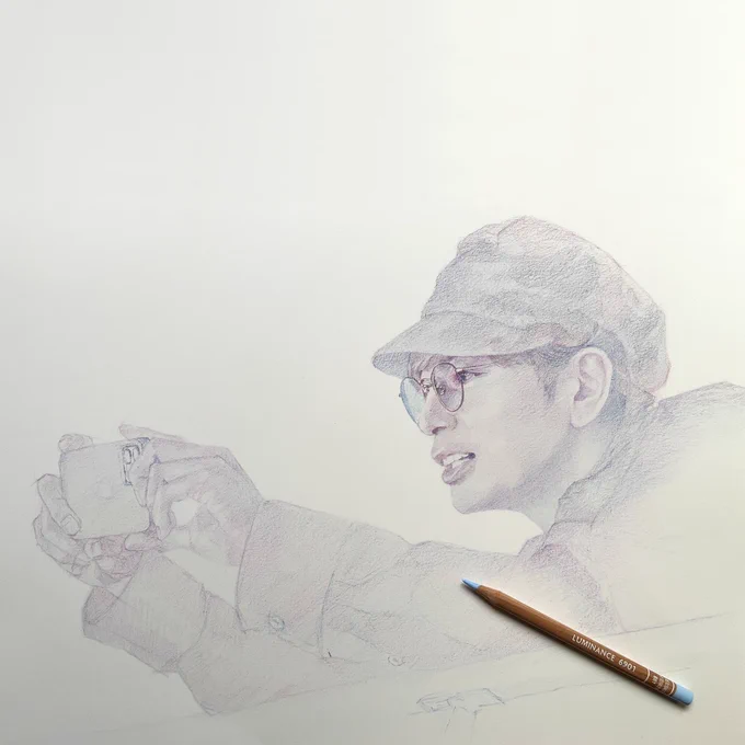 #色鉛筆イラスト #途中画 #松本潤   アラフェス2020より いつか、スマホに収めた世界を 5人と一緒に見せて  誕生月だから描いちゃうよ