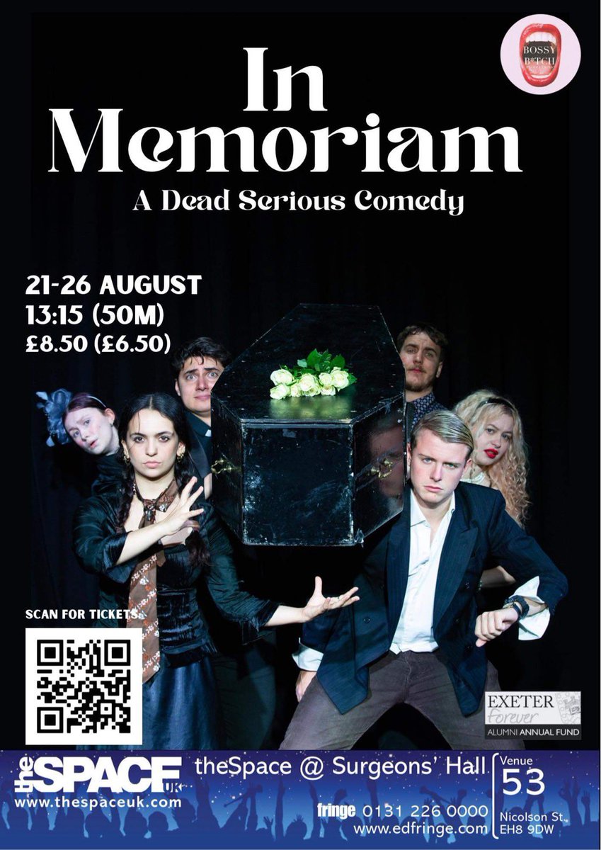 We are so excited to share this DEAD SERIOUS comedy with you this #edfringe ! “In Memoriam” is set hours preceding the funeral of a Grandad from nowhere! Expect a flirtatious priest, family fallouts and a very late hearse!#fillyerboots #edfringe23 #edinburghfringe #femifringe