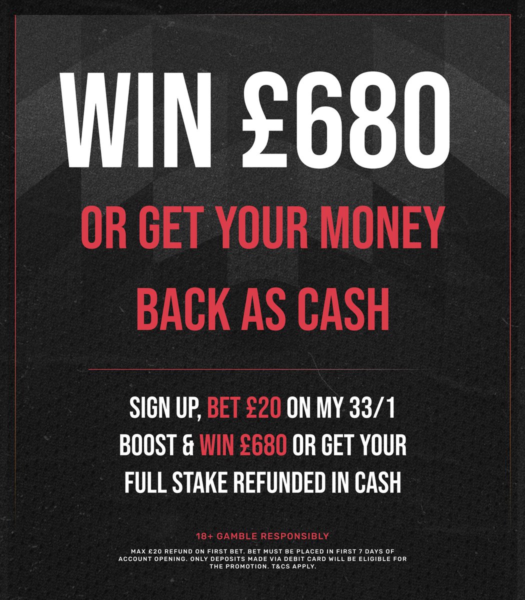 🚀 My 33/1 Boost is up next.

Win cash, or get a full cash refund when you sign up and place my boost as your first bet with Betfair.

👉 Claim offer: bit.ly/BF-MBAC20

You’ll either win £680, or have your full stake refunded in cash. Simple.

18+, Ts&amp;Cs Apply. Ad