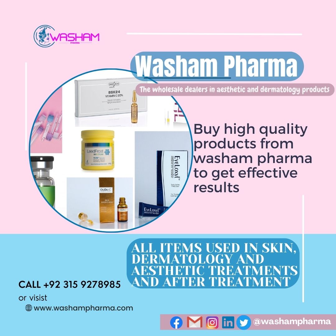 Buy high quality products from washam pharma to get effective results
all items used in Skin, dermatology and aesthetic treatments and after treatment #SkincareWholesale #BeautyDeals #DermatologyProducts
#washampharma