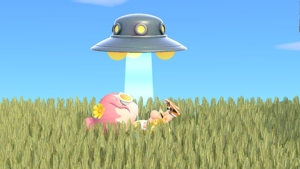 AcnhRed's tweet photo. HELP!! Alien abduction!! #AnimalCrossing #ACNH #NintendoSwitch https://t.co/blBxVMtehY