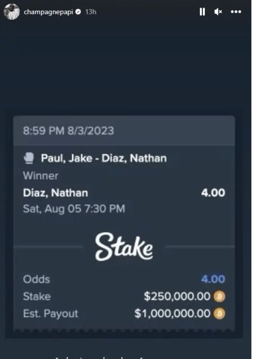 zedmonopoly's tweet photo. Warning ⚠️ I feel like Drake, jake Paul, Nick Diaz and the stake website have defrauded the public. Let me explain 

Drake betting $250,000 on Diaz was their way of promoting the Stake website and showing the public “hey look at I’m famous and I’m betting on Nick Diaz” ,  he didn’t really bet on Diaz just like he didn’t really bet on all the other fighters he has bet on and ended up losing. Surely you can’t be that bad of a gambler when you’ve lost all your bets.

My theory drake is working with the stake gambling website to bring in  losers known very well the fight is rigged and he intentionally bets on the loser so you can follow.   

Do not be a lamb!