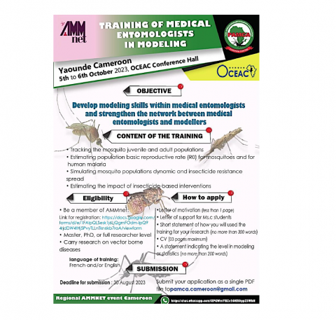 MESAmalaria's tweet photo. 🦟👩🏿‍💻 Are you a medical entomologist?

Don't miss the upcoming training by @AMMnetwork to develop your modeling skills.

📌 Yaounde, Cameroon

Apply by Aug 30: https://t.co/2YNDMhHoGU https://t.co/3PaNMAHvhK