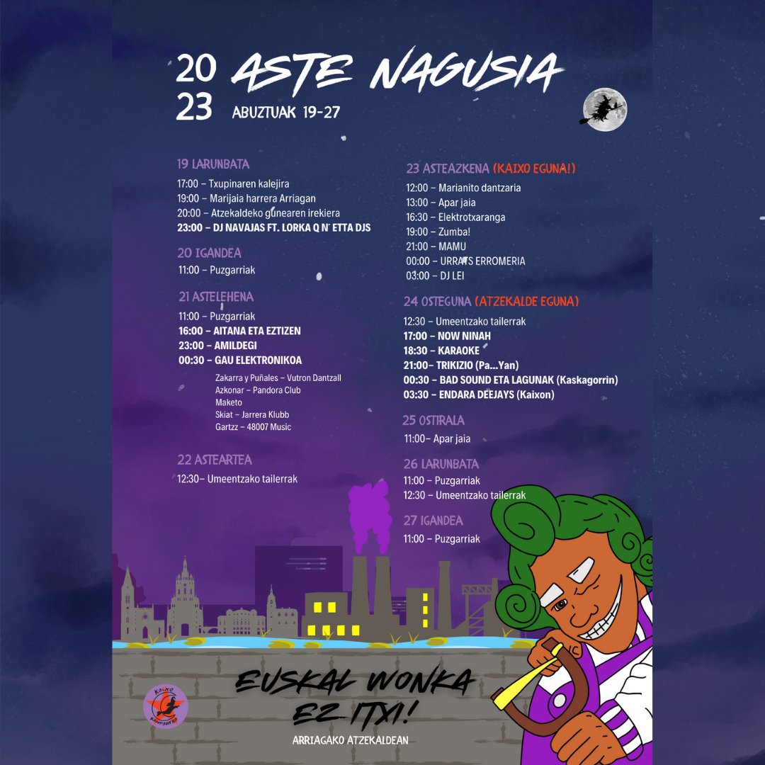 Kaixogazteak's tweet photo. Hemen duzue Kaixo Konpartsan Aste Nagusian izango dugun programazio osoa!
Gora jai herrikoi, parte-hartzaile eta inklusiboak! ✊ 💜
@bilbokokonpartsak #AsteNagusia23 #ElkarlanUholdea #bilbokokonpartsak #Badatormarijaia #kaixokonpartsa #arriagakoatzekaldea #Atzekalde https://t.co/ewEg65sScG