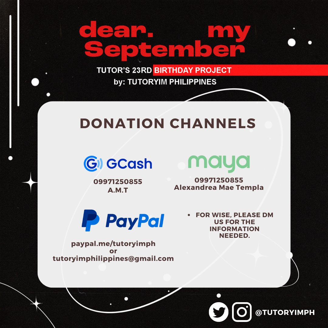 𝗱𝗲𝗮𝗿. 𝗺𝘆 𝗦𝗲𝗽𝘁𝗲𝗺𝗯𝗲𝗿
- Tutor's Birthday Project by TutorYim PH ✨

Tutor's Birthday is coming this September 4. We are opening a donation drive to rent a tuktuk ads and send a money bouquet/cake. 🤍

Donation Form: bit.ly/3DGiZsR

#TutorKrp #TutorYimPH