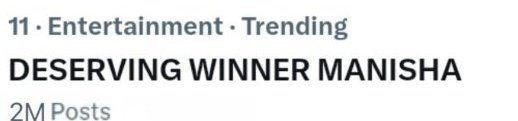 ManishaRani08's tweet image. Heartfelt thanks to all those who participated in Manisha&apos;s trend. Really, if you all do not cooperate in the trend, thank you from the bottom of my heart..

𝐂𝐨𝐧𝐠𝐫𝐚𝐭𝐮𝐥𝐚𝐭𝐢𝐨𝐧𝐬 𝐟𝐨𝐫 𝟐𝐌
 #ManishaSquad #ManishaRani𓃵

DESERVING WINNER MANISHA