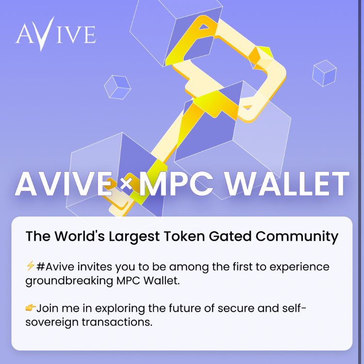 #Avive - The World's Largest Token Gated Community ⚡️#Avive invites you to be among the first to experience the groundbreaking MPC Wallet. 👉Join me in exploring the future of secure and self-sovereign transactions. avive.world/p/avive_mpc/in…