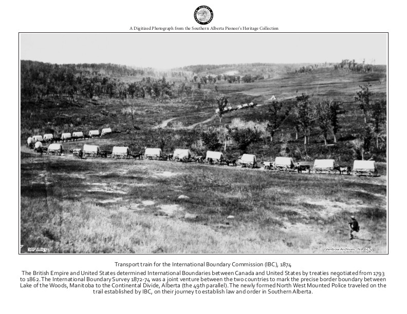 Transport train for the International Boundary Commission 1884 Canada-US boundary #ABhistory #CDNhistory via pioneersalberta.org
