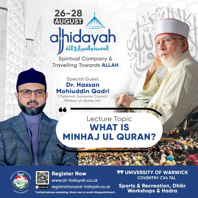 MinhajulQuran's tweet photo. Al Hidayah 2023 

Dr. Hassan Mohiuddin Qadri (Chairman Supreme Council MQI Int.) will be a guest speaker at Al Hidayah 2023. 

Dr Hassan will deliver lecture on “What is Minhaj-ul-Quran?

Visit https://t.co/o8zF1YErKn to book your place.  #AlHidayahWithDrQadri https://t.co/T8oy6V5Q5y