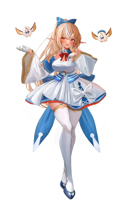 [works] 不知火フレアさん4周年記念フラスタ企画にて フレアさんの立ち絵イラストを担当させていただきました! この度はデビュー4周年 本当におめでとうございます! #しらぬえ