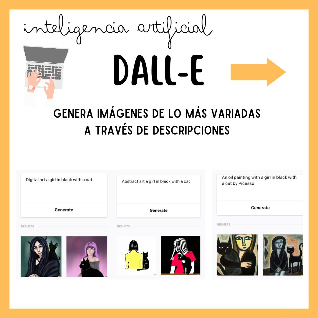 ubuntuinclass's tweet photo. ¿Conocéis la web de #InteligenciaArtificial Dall-E? 💻 Escribiendo descripciones podemos generar imágenes con diferentes estilos 💡📸 #educacion #profes #ia #competenciadigital #docentes https://t.co/QrAeHVAgoy