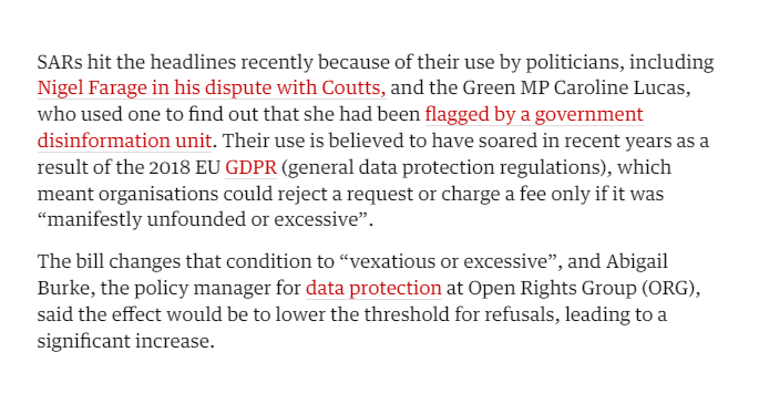 owenboswarva's tweet photo. UK data bill favours big business and 'shady' tech firms, rights group claims https://t.co/77A4Tm0TTn + https://t.co/vjXMxtNkhq #dataprotection #subjectaccess
ORG is trying to drum up interest in #DPDIBill on the back of Nigel Farage's recent highly-publicised SAR. https://t.co/wyGuzd2tuR