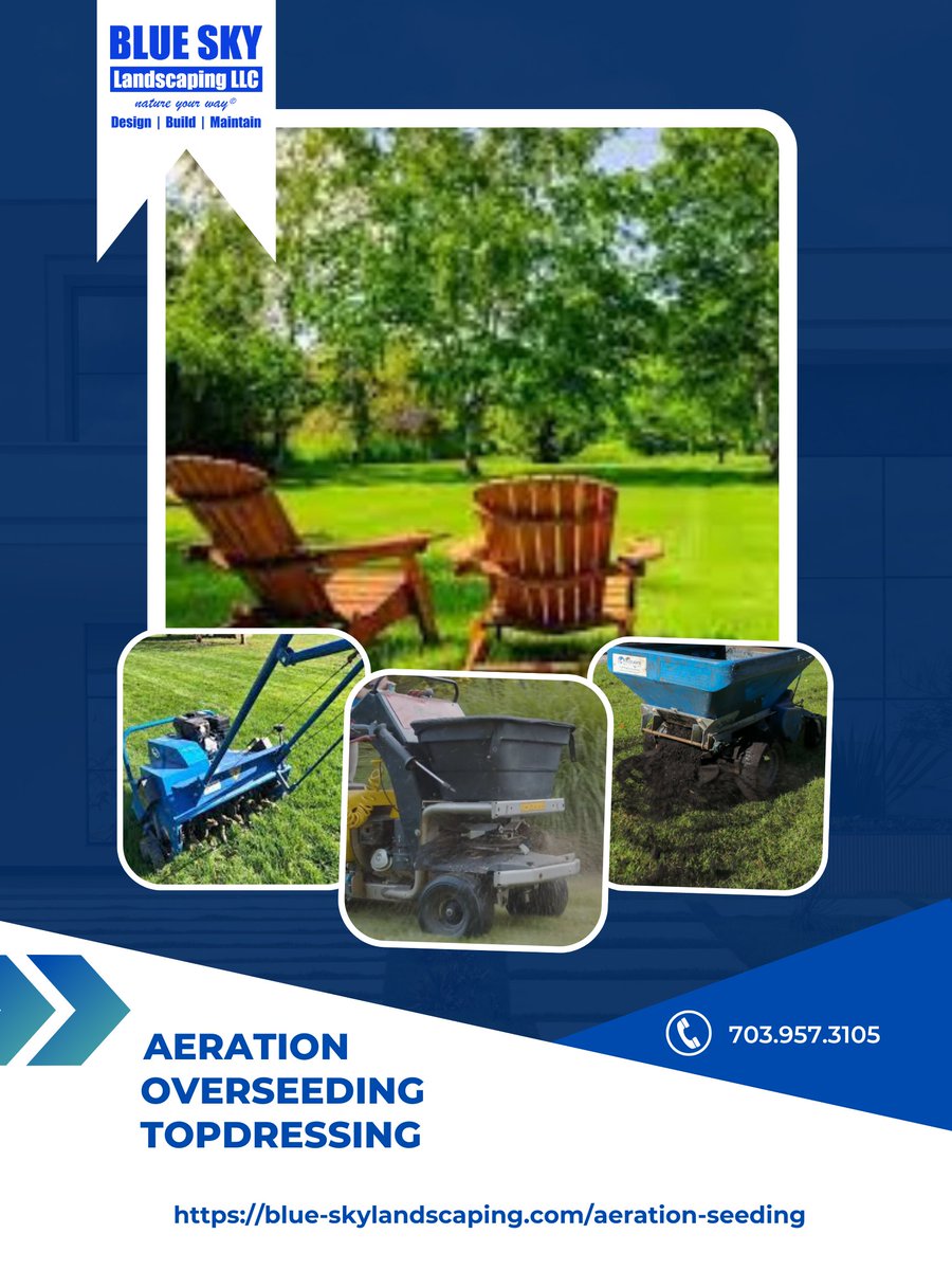 Say goodbye to patchy, thin grass! Our aeration, overseeding, and topdressing services will give you a lush, healthy lawn in no time.
Get your free quote on our website 👇
blue-skylandscaping.com/aeration-seedi…

#blueskylandscaping #lawncare
