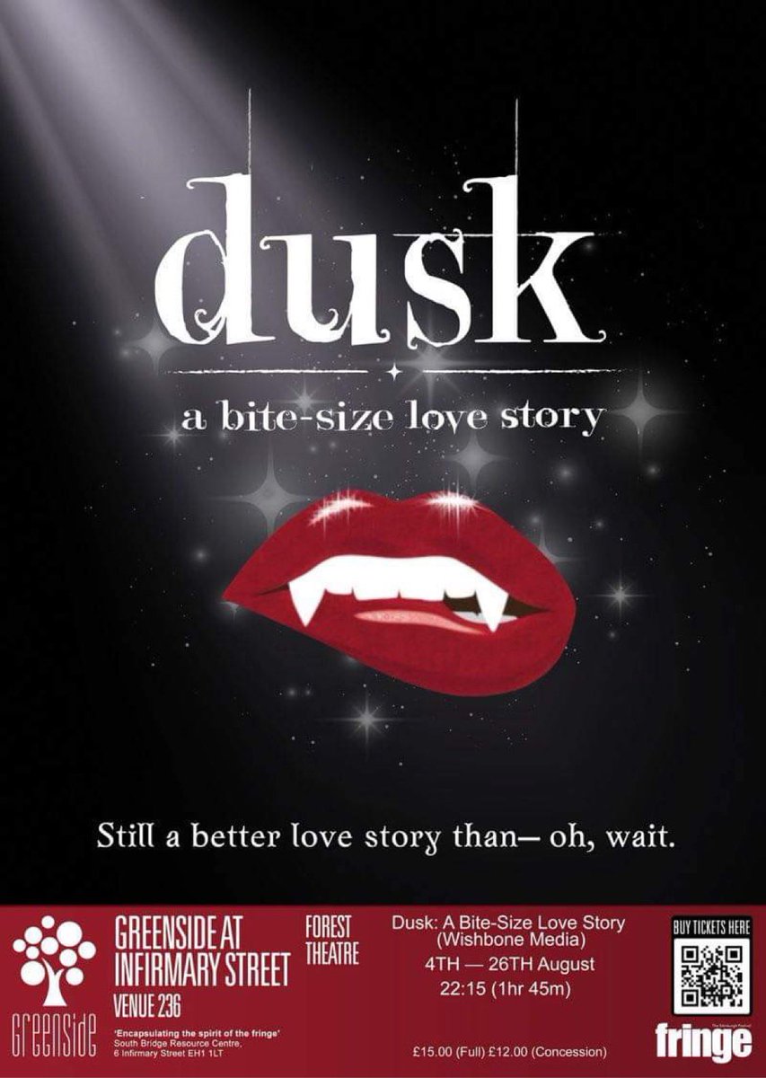@elizabstevensx Come and see Dusk! (a Twilight parody musical) currently sold out but adding more showtimes for the final week of fringe!