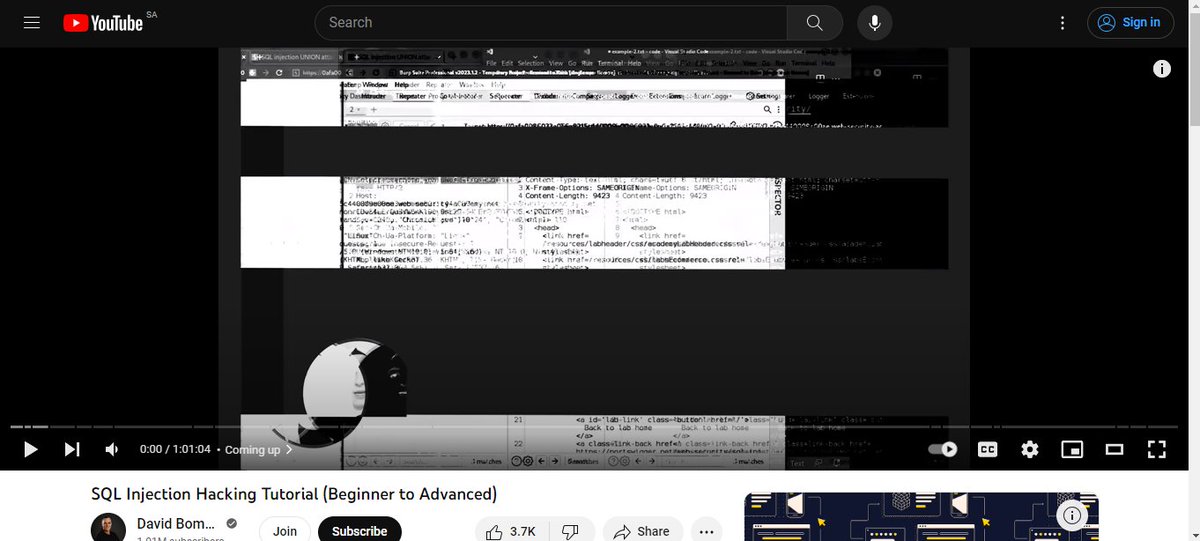 Quite Informative , watching sql injection discussion on David Bombal #SQL