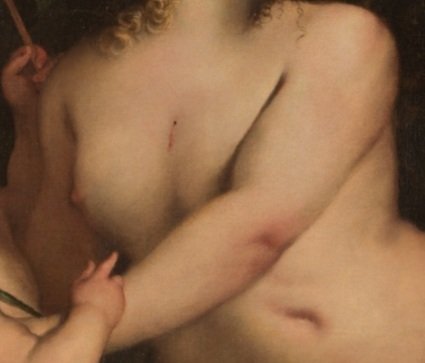 Laura y yo fuimos al Prado y nos quedamos mirando el pinchacito que Cupido le deja a Venus en el pecho 🤍