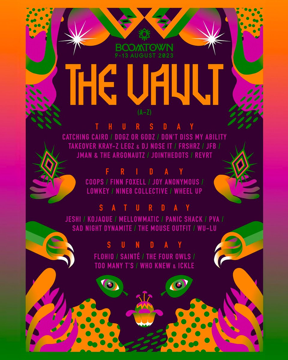 PSA to <a href="/BoomtownFair/">Boomtown Festival</a> GOERS 🚨Botanical District on Friday night 11pm will be THE place to be…we’re taking over #TheVault stage and bringing the ethos of #NiNE8fest with us including v special guests 👀 cc <a href="/KiLLOWEN_/">KiLLOWEN ∞</a> @lavalarue <a href="/mark_werther/">mark werther</a> <a href="/lorenzorsv/">LORENZORSV</a> #TommyVilliers #LucyTun