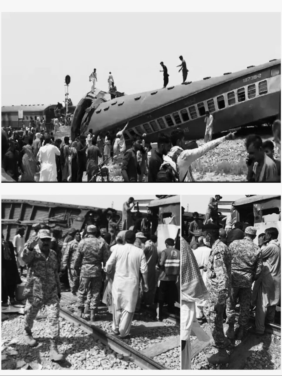 hrp_orrg's tweet photo. The Hazara Exp's 10 bogies have been derailed due to certain mechanical failure, as a result, at least 20 people have been killed and dozens injured. #HRP team's deepest condolences and prayers go out to the families of the tragic train incident affectees #trainaccident 1/2 https://t.co/o0JzWlF5go