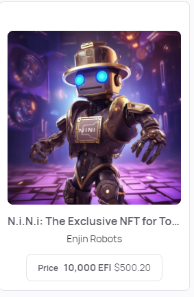 toka2204's tweet image. &quot;🚀 Big News! 🎉 Only 10 exclusive N.i.N.i NFTs dropping soon for Tokra&apos;s Founders Token holders! 🔥 Don&apos;t miss out on this masterpiece of blockchain innovation symbolizing your visionary status in the crypto world. 🌐💎 Embrace the future with N.i.N.i&apos;s
#NFT #Blockchain #Efinity