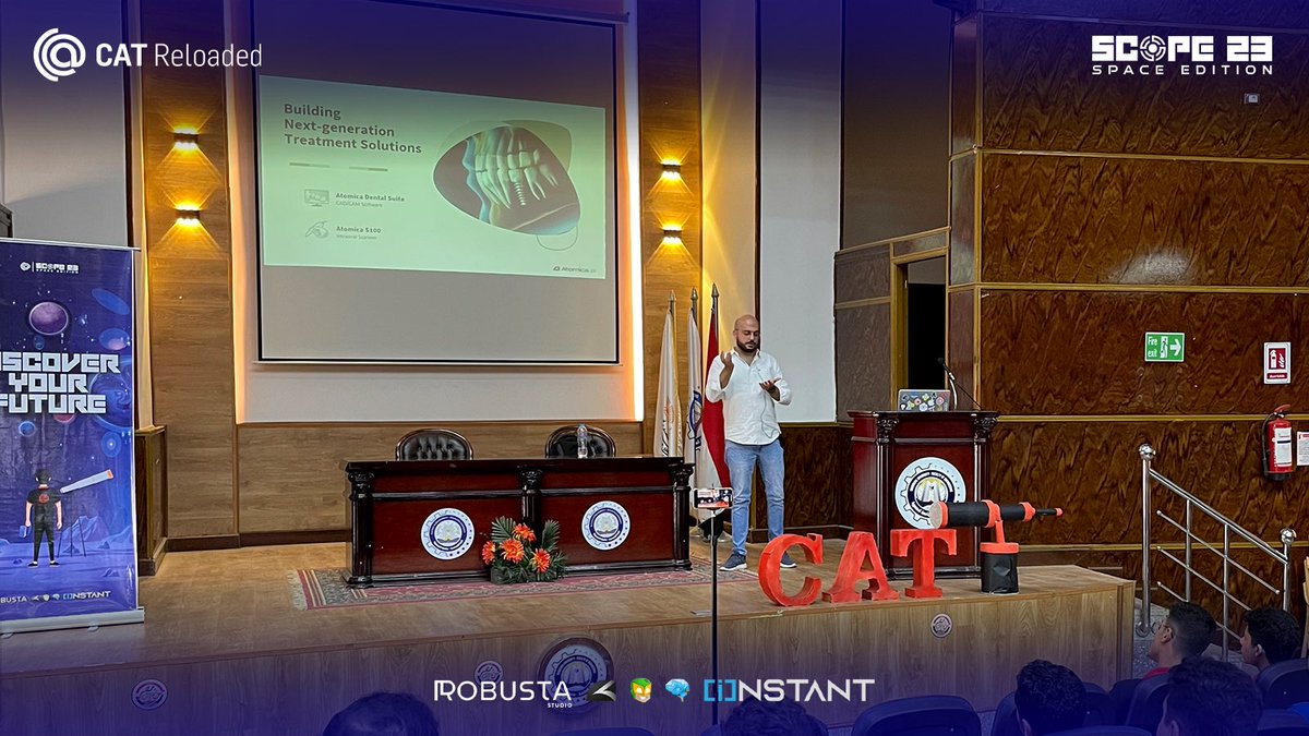 CATReloaded's tweet photo. نشارك معكم جانب فعاليات 3D Modeling software development والتي حدثنا فيها 
م/ محمد شعلان عن تطبيقاته الخاصة الفريدة على الرغم من وجود برامج مثل Meshmixer , Blender التي تمكنا من تطوير برنامج يتميز بخصائص عديدة. 

#CATRELOADED 
#CATSCOPE23 https://t.co/JGPhoHkRTa