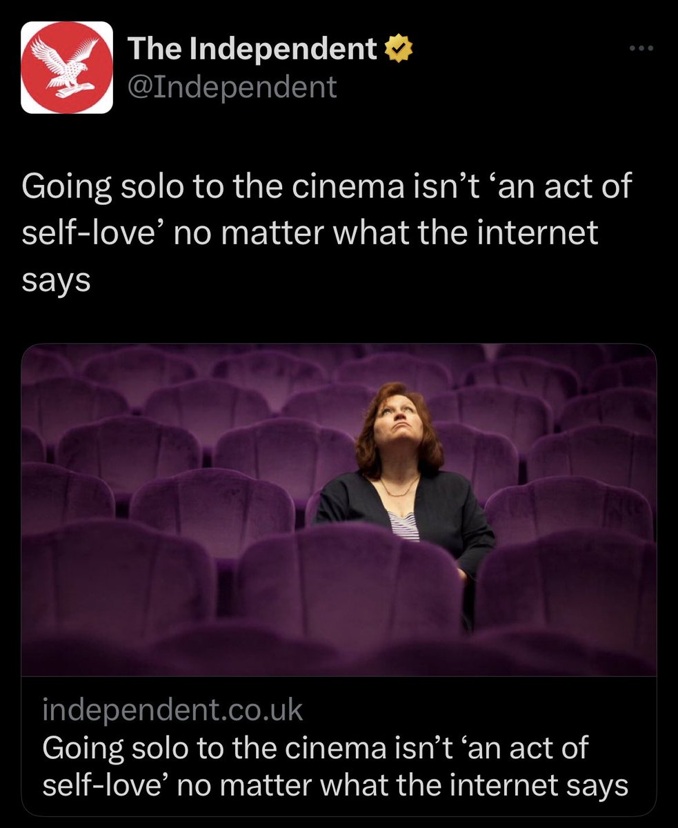 Don’t want to give this piece any traction but, my lord, what a cruel take. Having worked in a cinema, I’ve seen firsthand how vital an escape going to the movies is to those socially isolated. I had people tell me at the ticket booth I was the 1st person they spoke to in weeks +