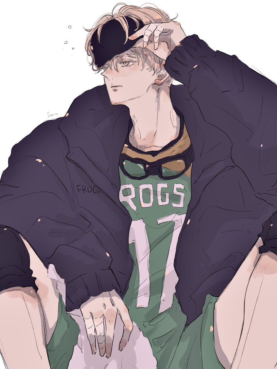 1boy male focus volleyball uniform sportswear short hair solo goggles  illustration images