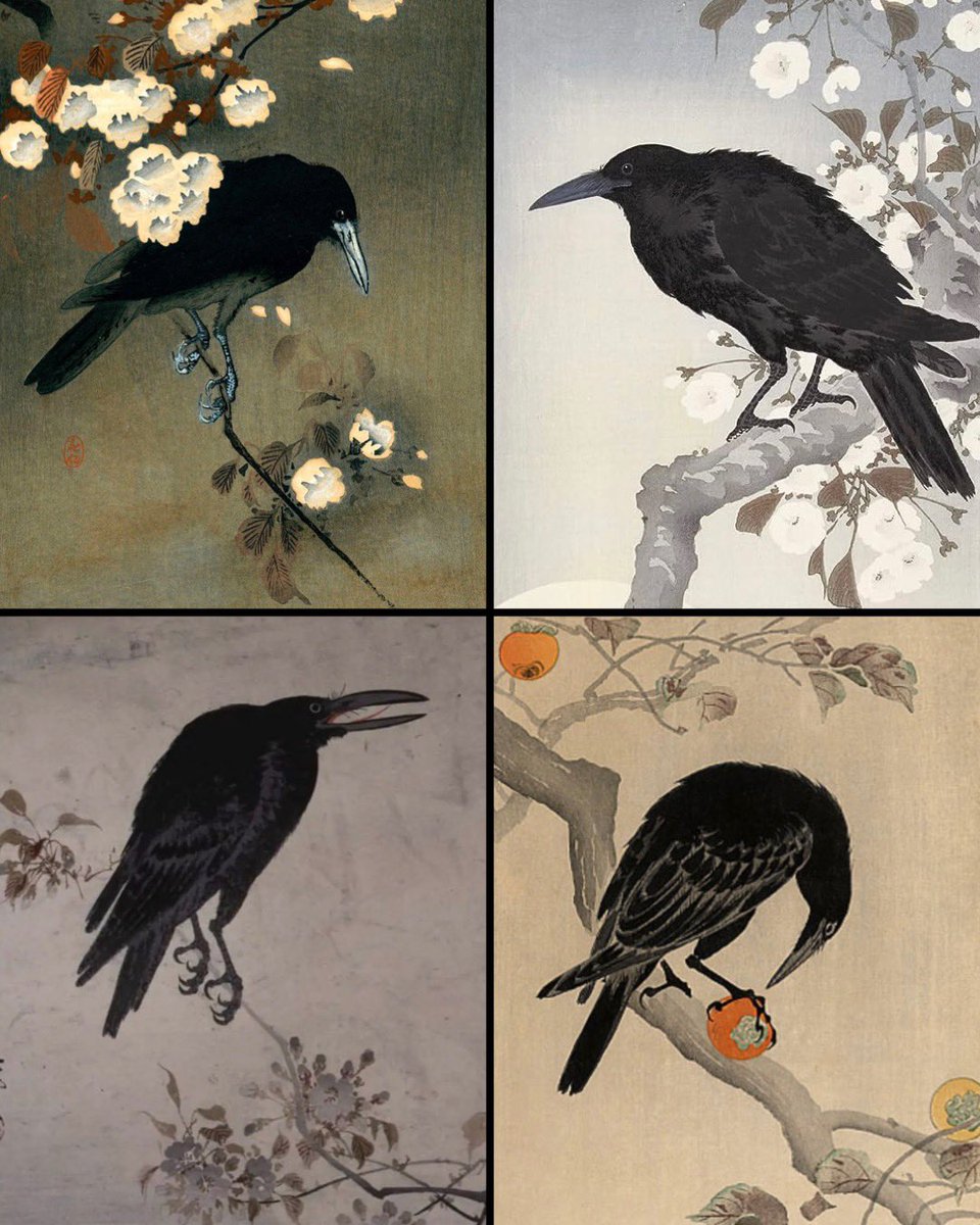 Crows as depicted by Japanese artist Ohara Koson (1877-1945)
