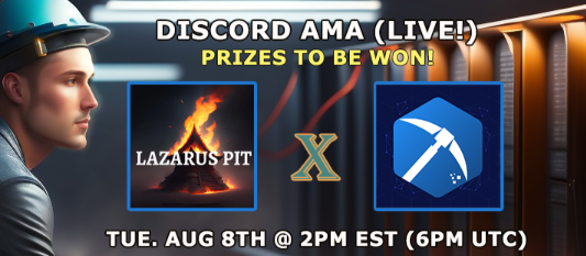 Join our upcoming AMA with Lazarus Pit this Tuesday August 8th, 2pm EST: discord.com/events/1015240…