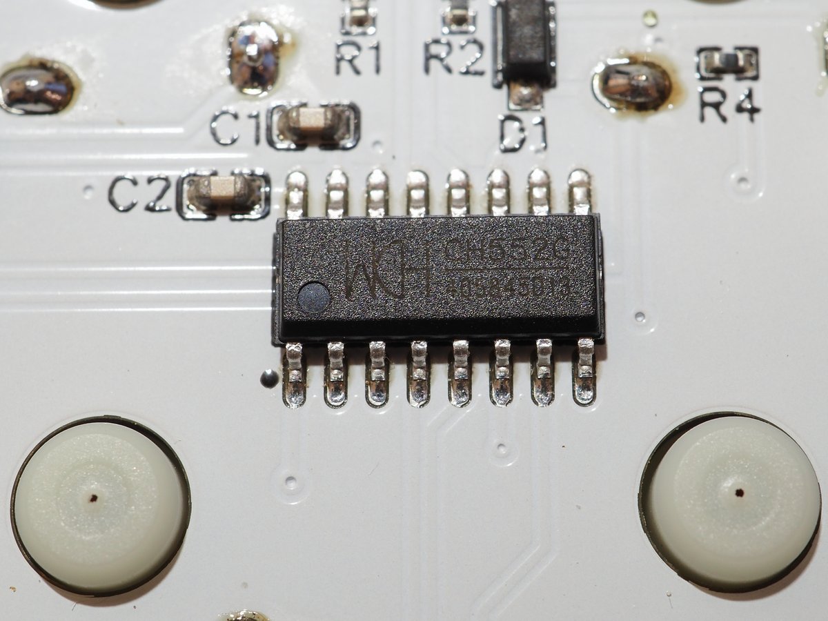 okiraku_camera's tweet photo. ch55xDuino使ってみたくて CH552Gを使ったシンプルなテンキーパッド用のPCBを作ってソフト書いたりしてます。まだHIDにはなってませんが。
最後に8051の書いてから35年くらい経つが P1 &= 0xfe とか懐かしい。前はasmだったけど。
#ch55xduino #ch552 https://t.co/SCZUqgary4