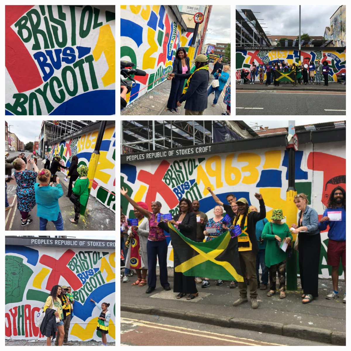On Jamaican Independence weekend, Bristol's first High Sheriff of Jamaican heritage cut the ribbon for a pop-up mural on Jamaica St for the  #BristolBusBoycott. The mural is live now and is part of the Struggle Continues exhibition, Aug 17-28th at PRSC shorturl.at/hmouy